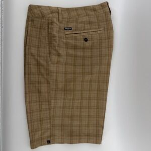 Quiksilver Amphibians DryFlight Hybrid Shorts Mens 36 Khaki Plaid EQYWS03102 EUC